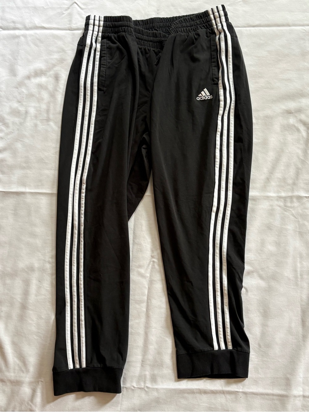 Vintage Three Stripe Plus Sized Black/White Adidas Joggers